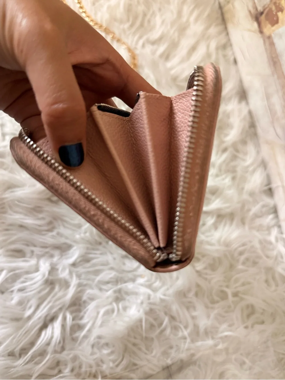 Saint Laurent Blush Pink Zip-Around Pebbled Leather Wallet-pre-loved